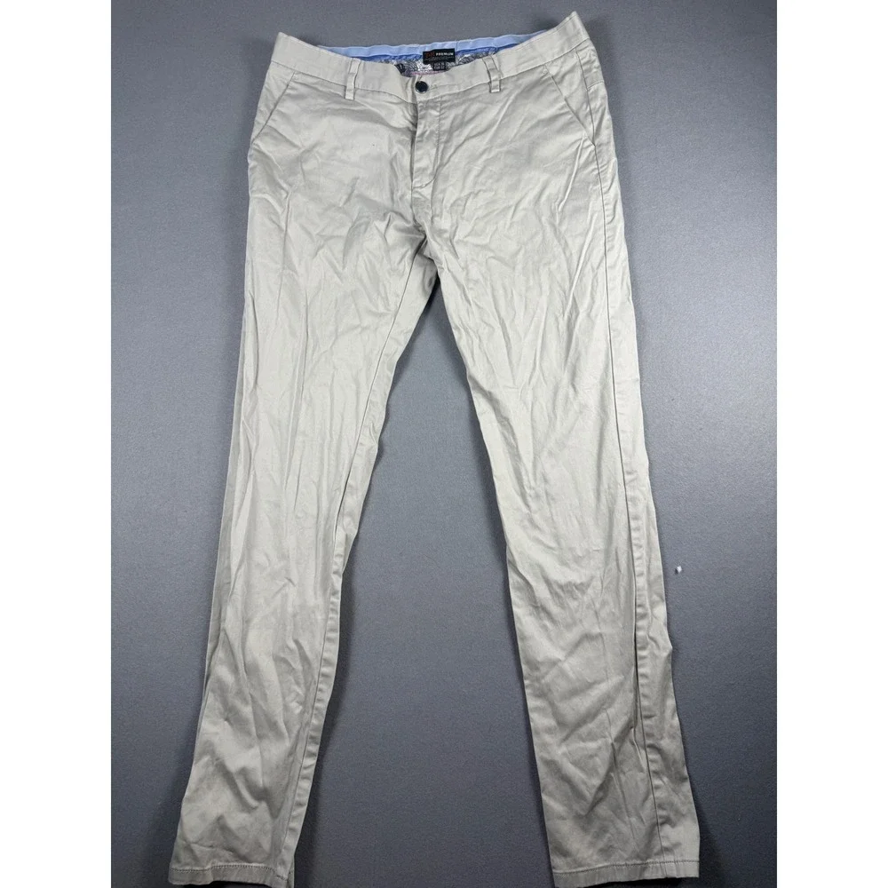 TR Premium Mens Chino Pants Light Gray Slim Fit Flat Front Size 36 x 32